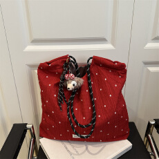 批发小众波点设计懒散风布袋包女2025新款甜美休闲托特单肩手提包批发