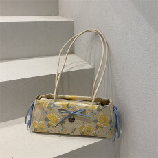 批发跨境女包2025新款可爱蝴蝶结国风新中式撞色蕾丝单肩腋下女士包潮