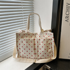 批发2025跨境新款印花大容量多袋口包包休闲简约托特包潮流单肩斜挎包