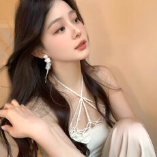 批发锆石花朵贝壳海边度假风流苏长款耳环女方圆脸耳饰2025新款高级感