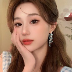 批发轻奢小众紫色圆珠耳钉女甜美气质高级感长款流苏耳环气质耳饰