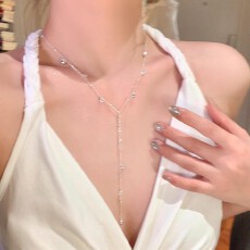 批发韩系百搭高级感极简长款流苏项链小众设计时尚<b class='q'>气质</b>锁骨链颈链