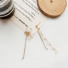 日韩创意长款简约珍珠耳环 甜美不对称ins港风气质街拍耳饰