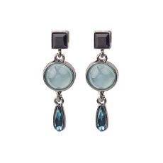 银针莫兰迪蓝色渐变猫眼亚克力水滴耳环巴洛克复古个性耳钉