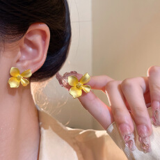 批发18K金色花朵耳钉轻奢小众简约<b class='q'>气质</b>冷淡风花朵网红同款小雏菊耳饰