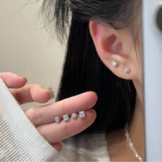 批发轻奢小众镀白K精致微镶锆石耳钉女时尚百搭气质养耳洞<b class='q'>套装</b>耳环