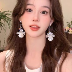 批发甜美<b class='q'>气质</b>长款流苏花朵耳环轻奢小众高级感精致大锆石耳钉网红耳饰