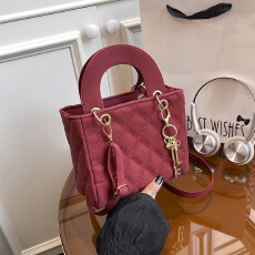 2025新款潮菱格绣线单肩包女质感女士手提斜挎休闲洋气小方包