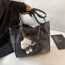 跨境复古菱格女包2025新款时尚托特包学生上课大容量腋下单肩包潮