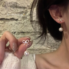 批发轻奢小众高级感长款流苏耳环女百搭气质微镶满钻蝴蝶结耳钉耳饰品