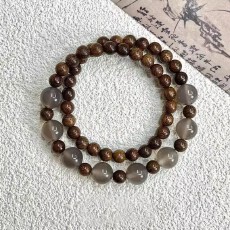 批发新款网红古风新中式叠戴双层木纹串珠手链小众文艺风闺蜜礼物手饰