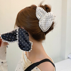 批发珍珠波点头发抓夹女高级感2025新款后脑勺盘发夹子鲨鱼发夹头饰