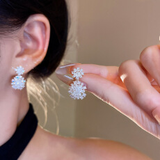 批发韩系爆款轻奢小众高级感满天星锆石耳环女时尚百搭气质珍珠耳钉