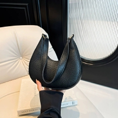 批发简约月牙包纯色气质腋下包女2025新款<b class='q'>韩版</b>荔枝纹时尚单肩手拎小包