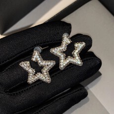 批发纯银五角星星闪钻巨好看耳钉方圆脸2025新款高级感轻奢耳环耳饰女