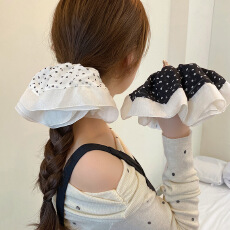 批发复古甜心温柔蕾丝花边波点大肠发圈高级感缎面优雅少女感发饰发绳