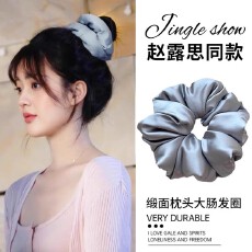 批发明星枕头睡眠发圈女纯色缎面大肠发绳法式大号肥肠橡皮筋头绳发饰