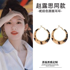 批发赵思露同款豹纹圆圈耳环女2025年秋冬新款独特个性夸张耳钉耳饰品