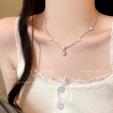 批发轻奢小众高级感精致锆石项链女时尚百搭气质珍珠锁骨链网红颈链