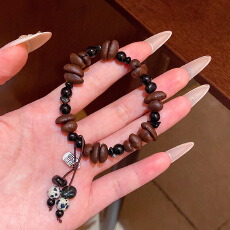 批发新中式咖啡豆串珠手链女小众设计感手串复古叠戴情侣手环手饰