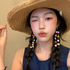 批发夏天彩色多巴胺星星流苏耳环女小众设计感甜美气质耳钉网红耳饰品