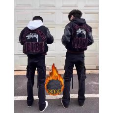 批发2025春秋新款棒球服男女美式高街黑八字母夹克<b class='q'>外套</b>潮防风休闲风