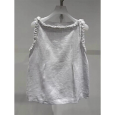 批发韩系减龄百搭简约木耳边设计灰色无袖上衣<b class='q'>夏</b>季超清冷系禅意衣服女