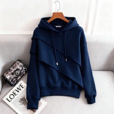 批发慵懒风时尚小众抽绳连帽卫衣女2025秋冬新款休闲小香风上衣外套女