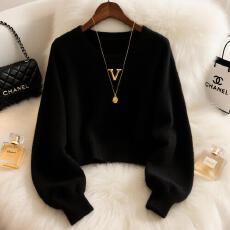 批发今年流行的时髦小众毛针织衫秋<b class='q'>冬</b>季厚款宽松减龄时尚别致气质上衣