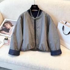 批发时尚冬季新款保暖小众圆领<b class='q'>外套</b>棉服宽松减龄百搭拼接拉链面包服女