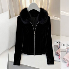 批发冬季新款短<b class='q'>外套</b>女时尚百搭设计感毛领上衣气质轻熟风独特别致外搭