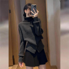 批发慵懒风韩版高领显瘦毛衣女2025秋<b class='q'>冬</b>新款内搭轻熟洋气百搭针织衫女