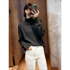 批发2025新款设计感半高领针织衫女秋冬穿搭软糯慵懒高级感打底毛衣女