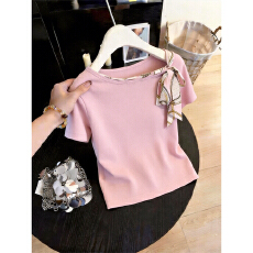 批发2026夏季女装新款设计感小众别致百搭短袖T恤粉色高级感显瘦上衣