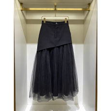 批发今年流行时尚新款小个子高腰显瘦a字<b class='q'>裙</b>黑色<b class='q'>网纱</b>拼接半身<b class='q'>裙</b>女爆款