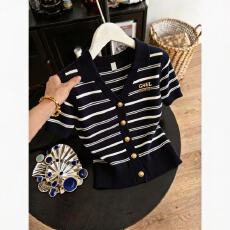 批发2026夏季新款撞色条纹polo领短袖t恤女轻奢小众显瘦针织衫上衣女