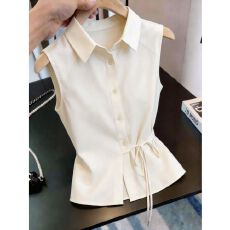 批发夏季新款洋气时髦女装时尚气质上班<b class='q'>通勤</b>百搭显瘦无袖衬衫上衣爆款
