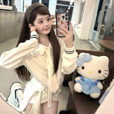 批发韩系学院风娃娃领<b class='q'>卫衣</b><b class='q'>连衣裙</b>子女2025新款早秋设计感气质短裙套装