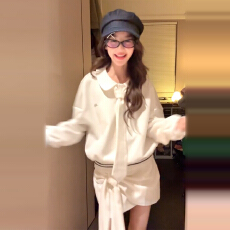 批发韩系学院风娃娃领<b class='q'>卫衣</b><b class='q'>连衣裙</b>子女2025新款早秋设计感气质短裙套装