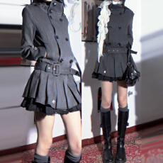 批发巨好看的早秋长袖立领大衣连衣裙子女秋冬2025年<b class='q'>新款</b>法式百褶<b class='q'>短裙</b>