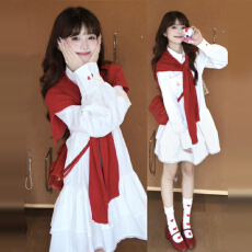 批发韩系小个子长袖白色衬衫<b class='q'>连衣裙</b>子女装2025新款秋季巨好看小白裙