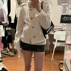 批发韩系白色立领羊羔毛外套女秋冬季2025新款小个子短款毛呢夹克上衣