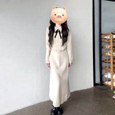 韩系小香风白色针织连衣裙子女秋冬季2025年新款巨好看冬装一整套