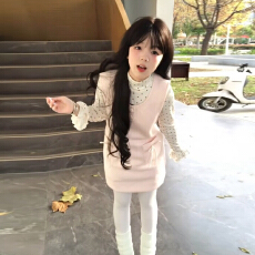 批发法式粉色<b class='q'>毛呢</b>背心<b class='q'>连衣裙</b>子女秋冬季2025新款小个子巨好看短裙套装