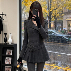 批发灰色西装毛呢外套女秋冬2025<b class='q'>新款</b>巨好看高级感小个子加厚呢子大衣