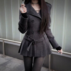 批发灰色西装毛呢外套女秋冬2025<b class='q'>新款</b>巨好看高级感小个子加厚呢子大衣