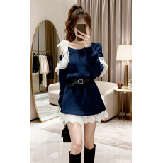 批发圣诞新年战袍红色针织<b class='q'>连衣裙</b>子女秋冬2025新款小个子收腰a字短裙