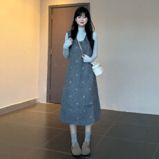 批发2025新款半高领内搭针织<b class='q'>连衣裙</b>子女秋冬季韩系高级感穿搭套装长裙