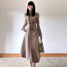 批发老钱风巨好看过膝毛呢外套女秋<b class='q'>冬</b>2025新款中长款收腰气质呢子大衣