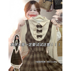 批发<b class='q'>假两件</b>学院风格纹长袖<b class='q'>连衣裙</b>子女秋冬2025新款高级感气质收腰长裙